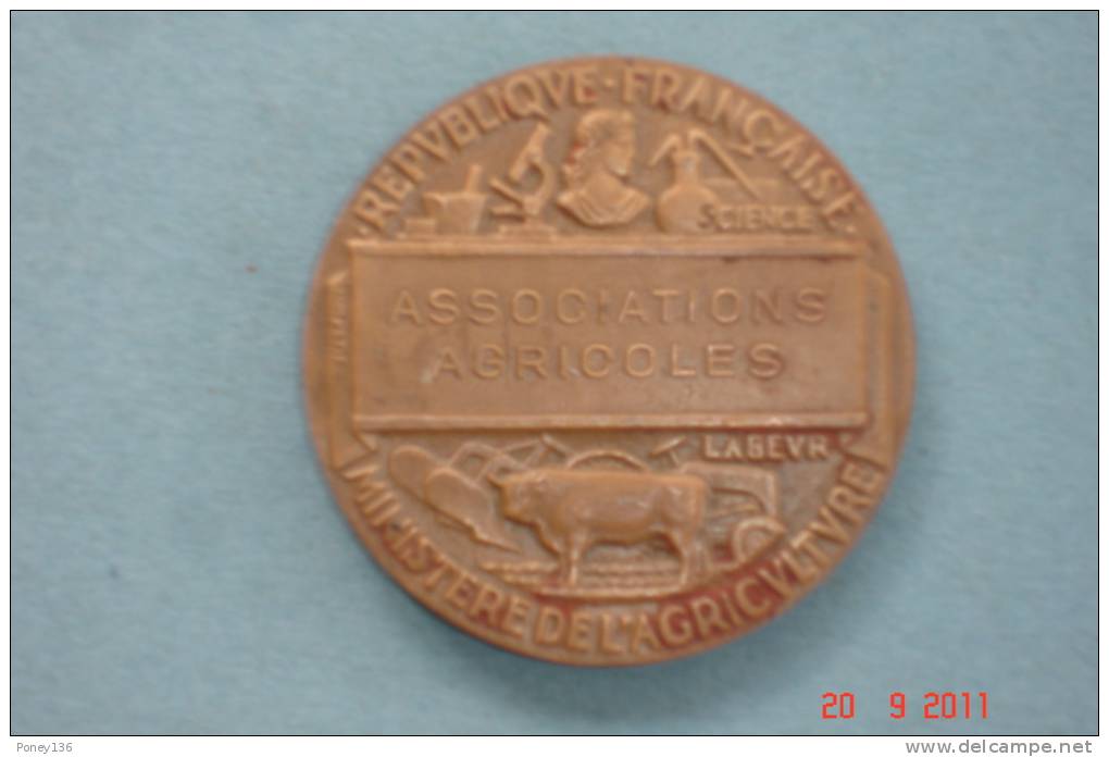 Médaille De E Associations Agricoles,signée H.M Petit - Professionnels / De Société