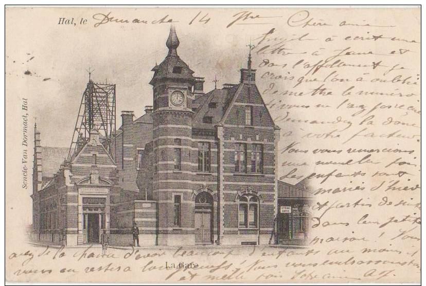 CPA BELGIQUE HAL HALLE La Gare Du CHemin De Fer 1902 - Halle