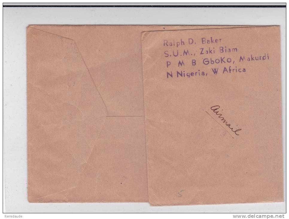 NIGERIA - ENVELOPPE PLIEE En 2 Par AVION  Pour Les USA - Nigeria (1961-...)