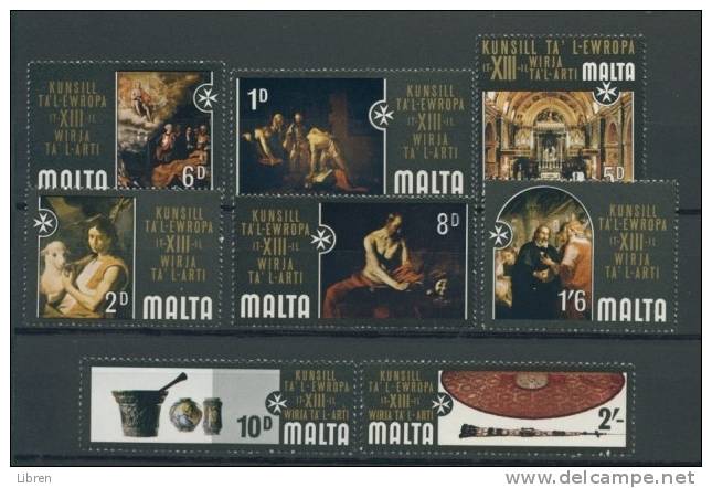 MALTA 1970 YV 403-410 13th ART EXPOSITION CONSEIL DE L'EUROPE. MNH, POSTFRIS, NEUF**. VERY FINE QUALITY. - 1970