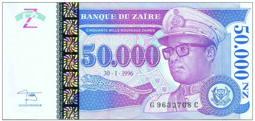 ZAIRE - BILLET DE 50 000 NOUVEAUX ZAIRES - 1996 - Zaïre (1971-97)