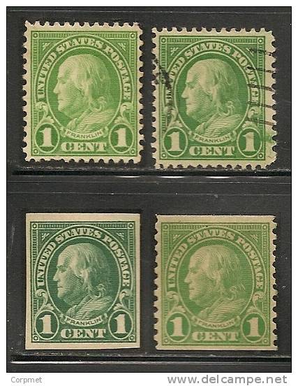 US - 1922-25 FRANKLIN  Scott A155 - Lot MINT (LH) - USED - IMPERFORATE  And COIL Perf 10 Vertically - MINT (LH) - Ungebraucht