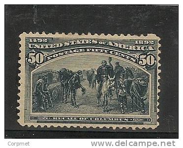 US - 1893 COLUMBIAN EXPOSITION ISSUE - 50c Slate Blue- Scott 240 - Yvert 245 - MINT (LH) Original Gum - See Description - Unused Stamps