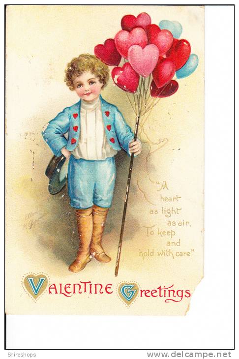 Embossed Valentine Greetings Heart Ballons Boy Child - Valentine's Day