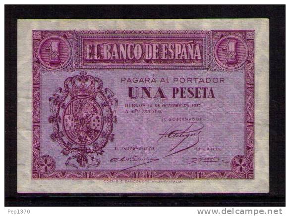 ESPAÑA 1937 - BILLETE DE 1 PESETA (12 OCTUBRE) MUY BONITO - 1-2 Pesetas