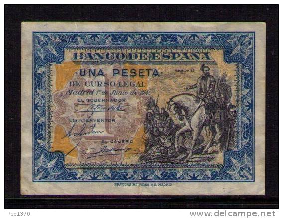 ESPAÑA 1940 - BILLETE DE 1 PESETA (1 DE JUNIO) SIN SERIE - MUY BONITO - 1-2 Peseten