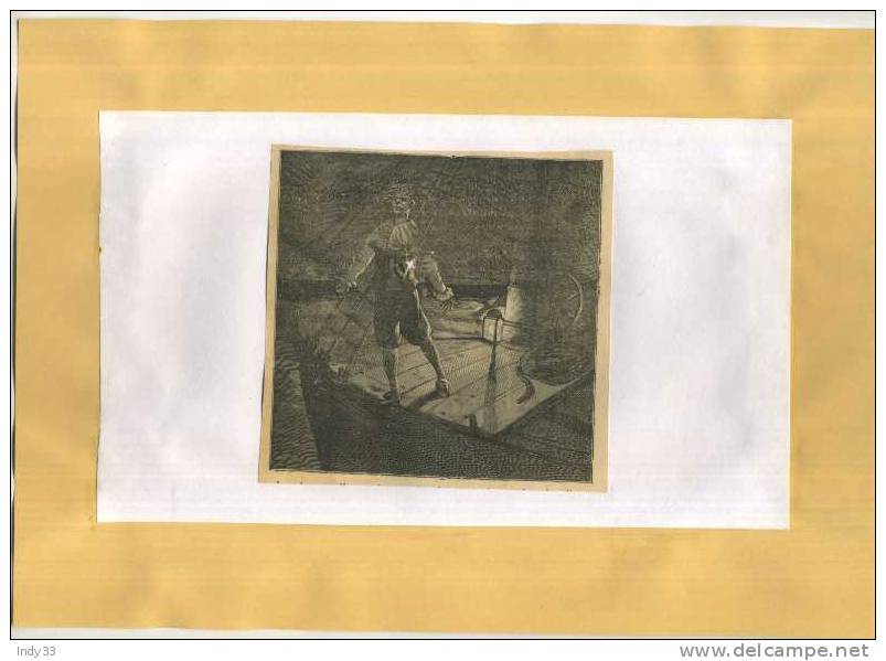 - SCENE MARINE . . GRAVURE SUR BOIS DU XIXe S. DECOUPEE ET COLLEE SUR PAPIER - Sonstige & Ohne Zuordnung