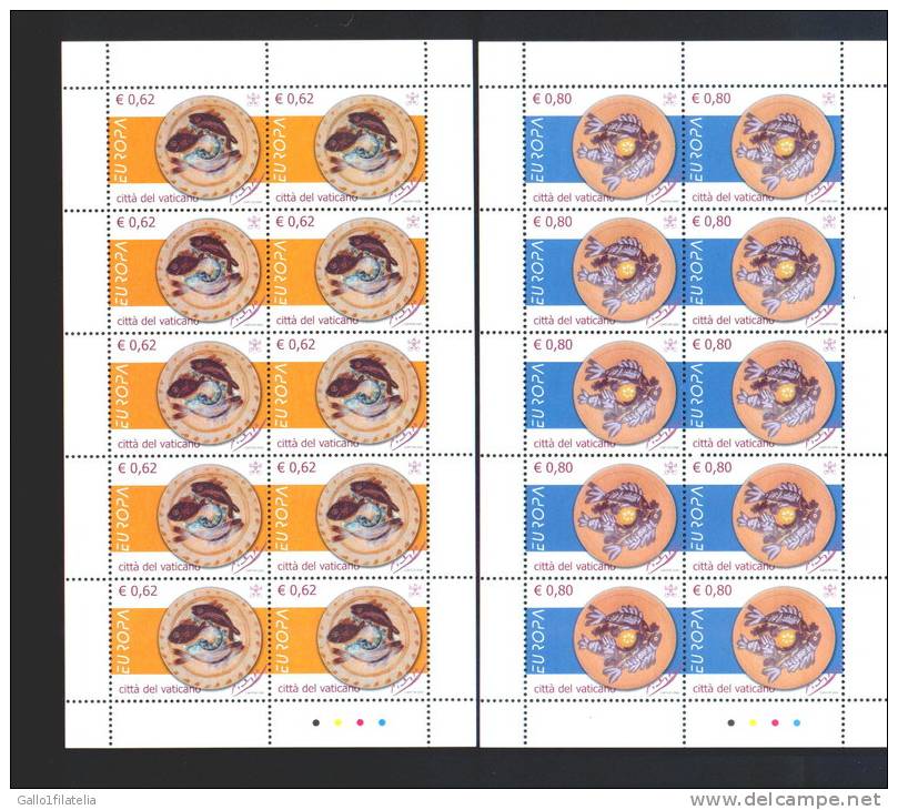 2005-VATICANO-EUROPA CEPT-GASTRONOMIA. MINIFOGLIO DI 10 FRANCOBOLLI - MNH. - 2005