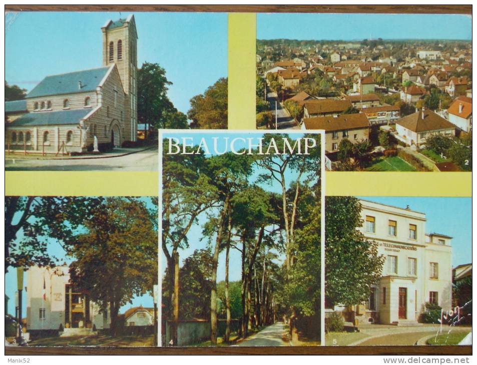 95 - BEAUCHAMP - Eglise N.D. - Vue Générale - Hôtel De Ville - Avenue Des Sapins - La Poste. (Multivues) - Beauchamp