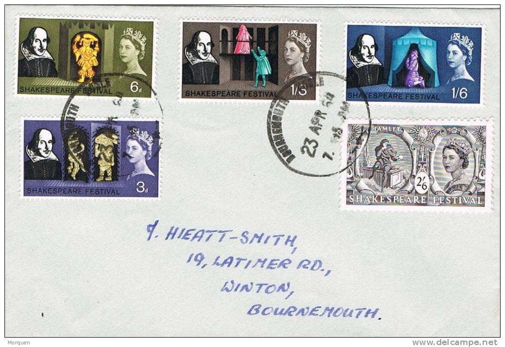 Carta BOURNEMOUTH (Gran Bretaña) 1964. Shakespeare - Covers & Documents