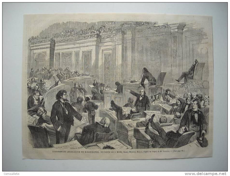 GRAVURE 1865. L'ASSEMBLEE LEGISLATIVE DE WASHINGTON, OUVERTE LE 4 MAI. GRAVURE D'EDMOND MORIN. - Ohne Zuordnung