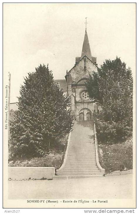 51 - SOMME-PY - Entrée De L'Eglise - Le Portail (Edit. Flamand) - Ville-sur-Tourbe