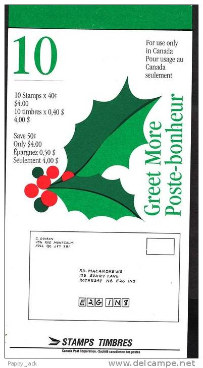 Canada Greet More Christmas 1995 Holly Booklet BK 186 Of 1588 Full MNH - Full Booklets