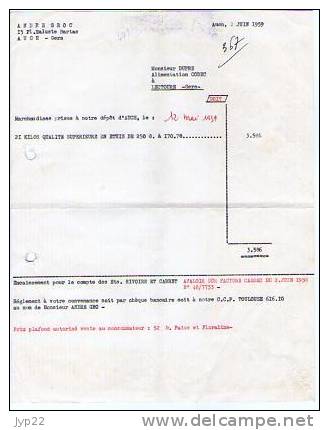 Facture André Groc Auch Du 2-06-1959 Pour Mr Dupré Codec Lectoure Pour Le Compte Des Ets Rivoire & Carret - Droguerie & Parfumerie