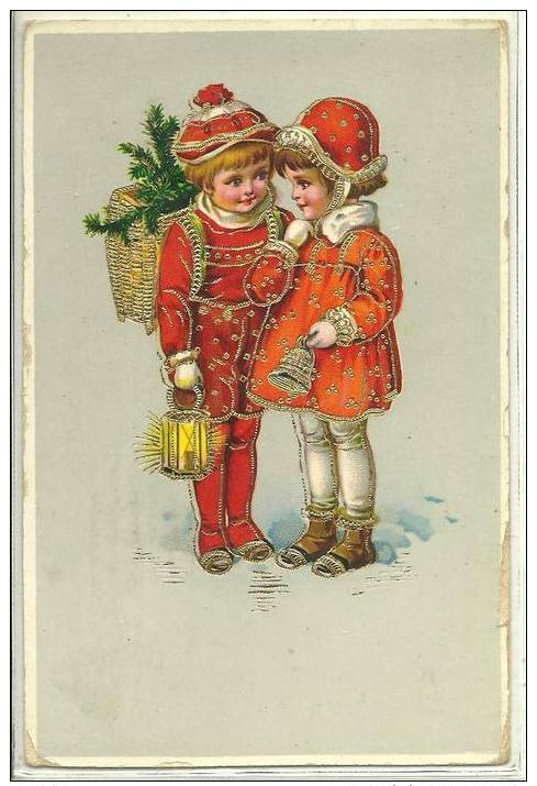Illustrateurs, VIENNE Et Viennoise, Couple D'Enfants à Noel ,  Scan Recto-Verso - Vienne