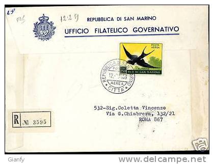 UCCELLI RONDINE 250 L FDC SAN MARINO RACC - FDC