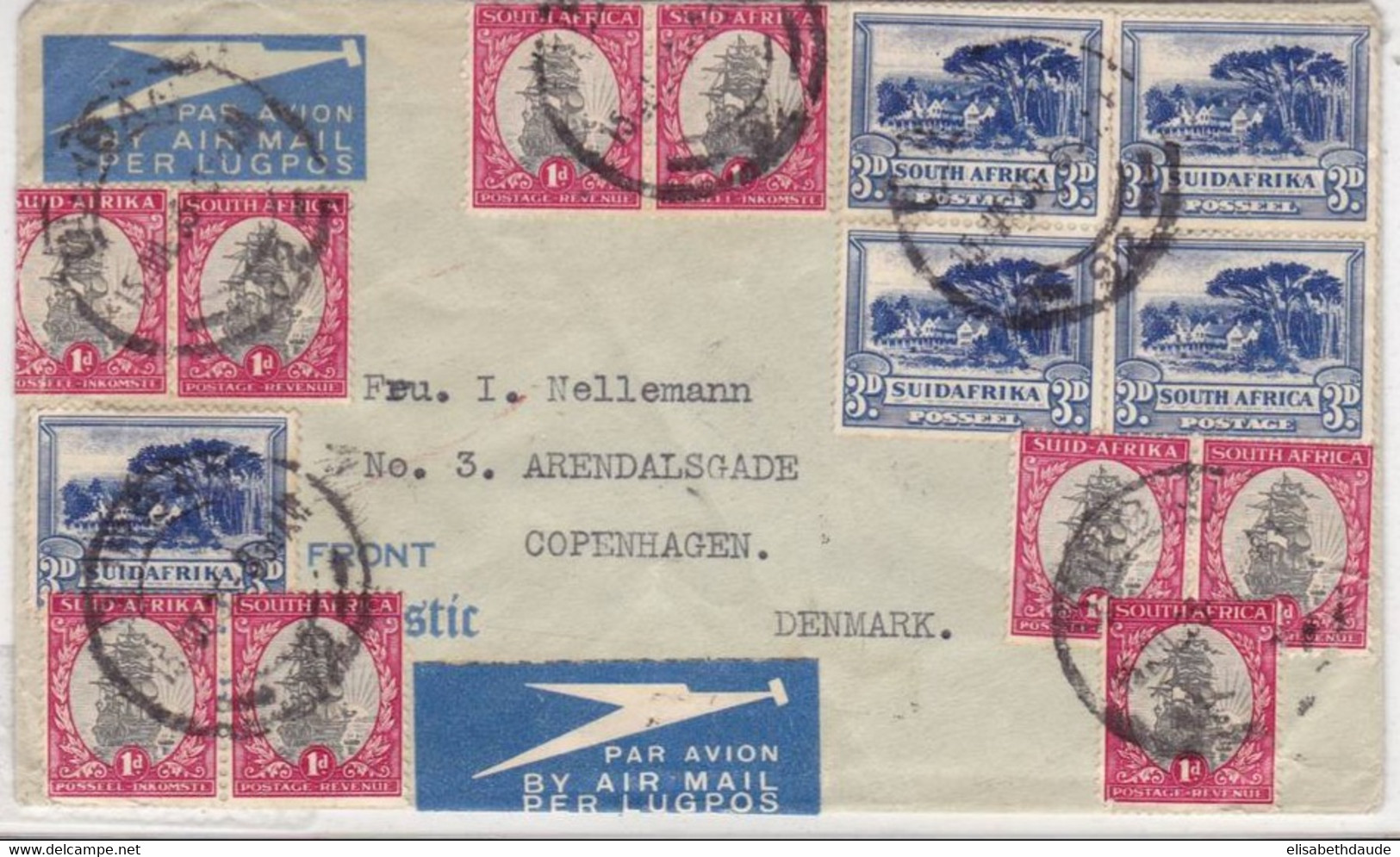 AFRIQUE Du SUD - 1935 - ENVELOPPE Par AVION De DURBAN Pour COPENHAGUE (DANEMARK) - Lettres & Documents