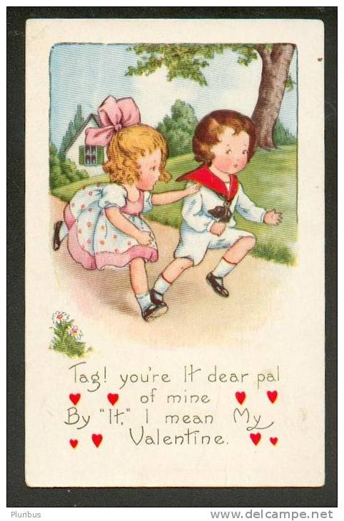 USA,  VALENTINE`S DAY, BOY AND GIRL,    OLD  POSTCARD, - Valentine's Day