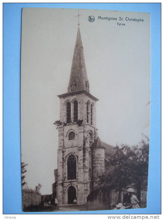 Ma Réf: 34-11-35.      MONTIGNIES St. CHRISTOPHE    Eglise  ( Teinte Ocre ). - Erquelinnes