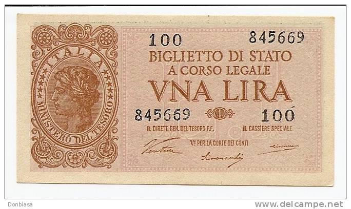 1 Lira Luogotenenza 1944 (ventura-simoneschi-giovinco) - FDS - Regno D'Italia – 1 Lire