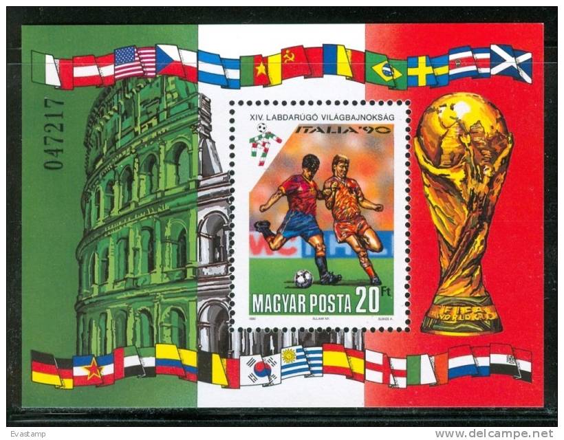 HUNGARY-1990.Souvenir Sheet - World Cup Soccer Championships,Italy  MNH! - Unused Stamps