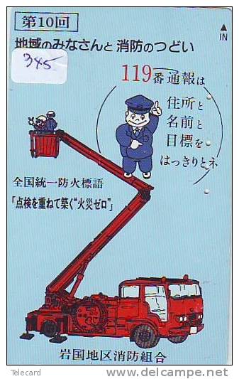 Télécarte JAPON Pompiers Feuerwehr (345) PHONECARD JAPAN * Fire Brigade  Brandweer Brigada De Fuego Vigili Del Fuoco - Pompiers