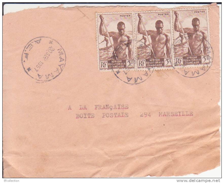 Afrique Equatoriale Française,Congo,Mayama,19 57,devant De Lettre,colonies,Piroguier Du Niger - Covers & Documents
