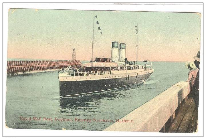 Royal Mail Boat, Brighton, Entering Newhaven Harbour, PU-1906 - Steamers