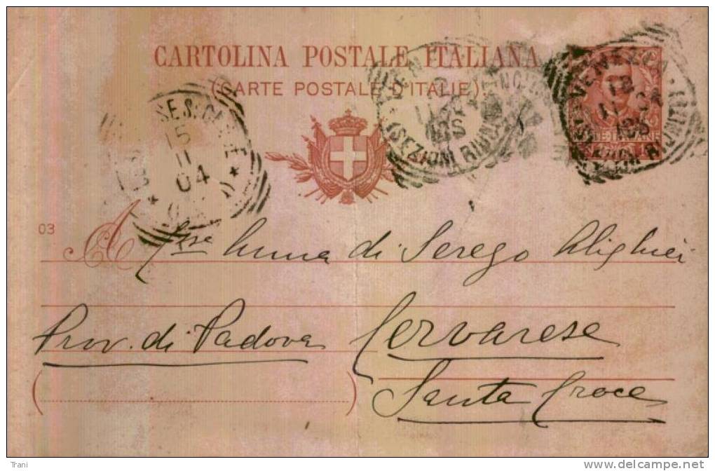 CERVARESE SANTA CROCE - Anno 1904 - Stamped Stationery
