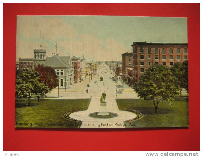 - Michigan > Lansing--Looking East On  Michigan Ave Ca 1910--   -- Ref 287 - Lansing