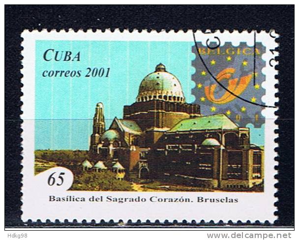 C+ Kuba 2001 Mi 4355 Kirche In Belgien - Gebruikt