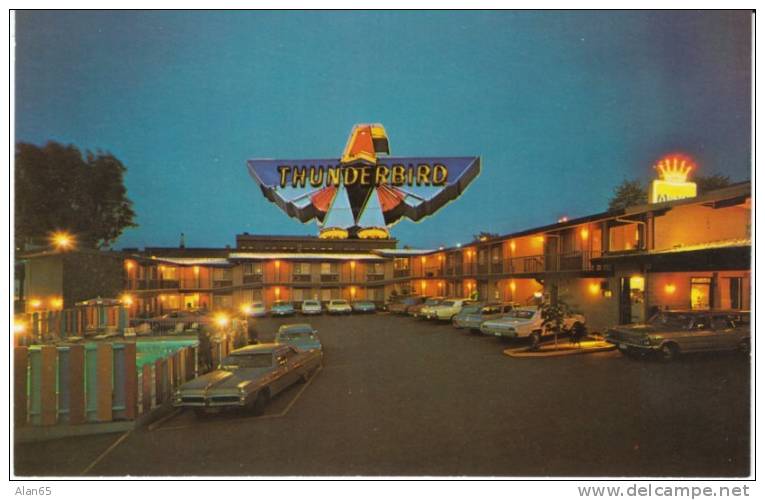 Spokane WA Washington, Thunderbird Lodge Motel Lodging, Autos, 1960s Vintage Postcard - Spokane