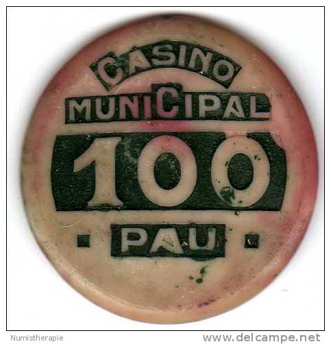 Ancien Jeton De Casino Municipal Pau 100 : Mauvais Etat - Casino