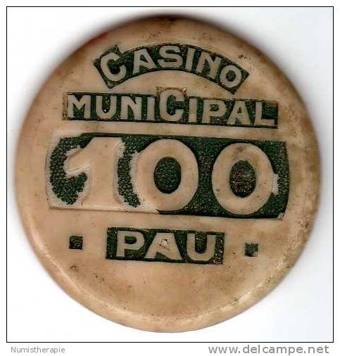 Ancien Jeton De Casino Municipal Pau 100 : Moyen Etat - Casino