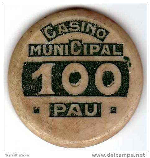 Ancien Jeton De Casino Municipal Pau 100 : Moyen Etat - Casino
