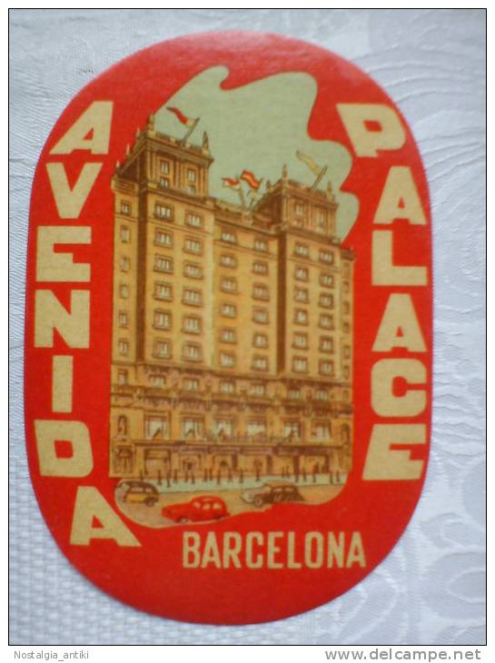 Old Luggage Label  -  Avenida  Palace  Hotel  -  Barcelona - Hotel Labels