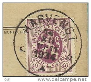 284 Op Brief ADMINISTRATION COMMUNALE DE CIPLY Met Sterstempel (Relais) * HARVENGT * - 1929-1937 Heraldischer Löwe