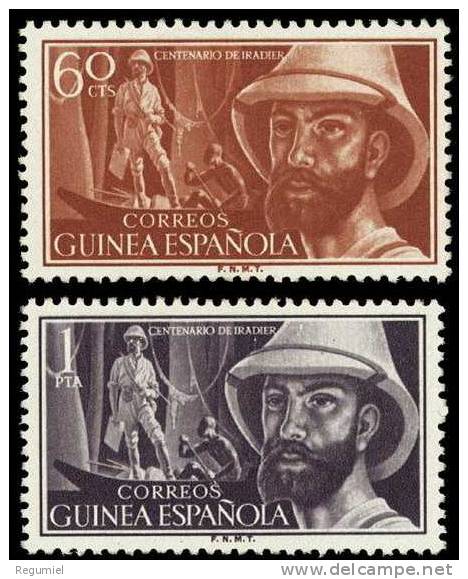 Guinea 342/43 (*) Sin Goma. Personajes. Iradier 1955 - Spanish Guinea