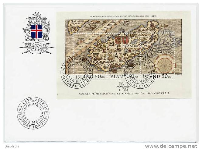 ICELAND 1991 NORDIA '91 Block On FDC.  Michel Block 12 - FDC