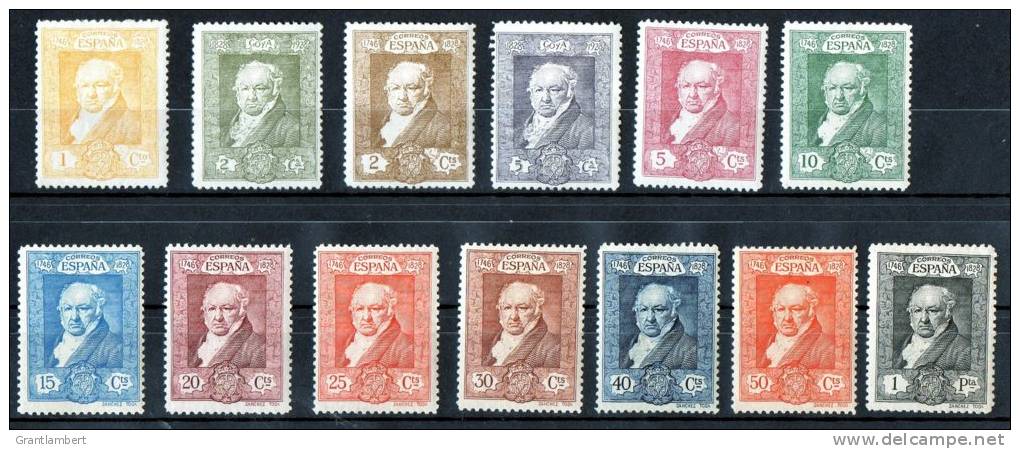 Spain 1930 Death Of Goya - Painter 13 Values To 1p 50c MH  SG 553-567 As Shown - Unused Stamps