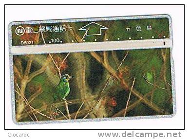 TAIWAN - CHUNGHWA TELECOM (L&G) - 1996  D6021 UCCELLI (BIRDS)     (CODE 606K)  - USED °  -  RIF. 4767 - Pájaros Cantores (Passeri)