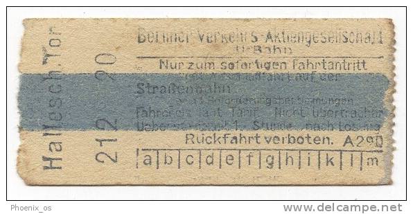 TRAM / STRASSENBAHN - Old Ticket, Germany - Europe