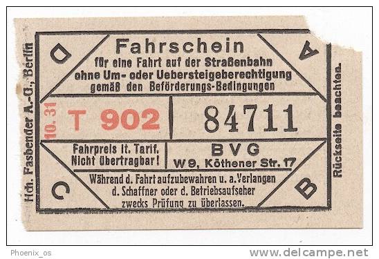 TRAM / STRASSENBAHN - Old Ticket, Germany - Europa