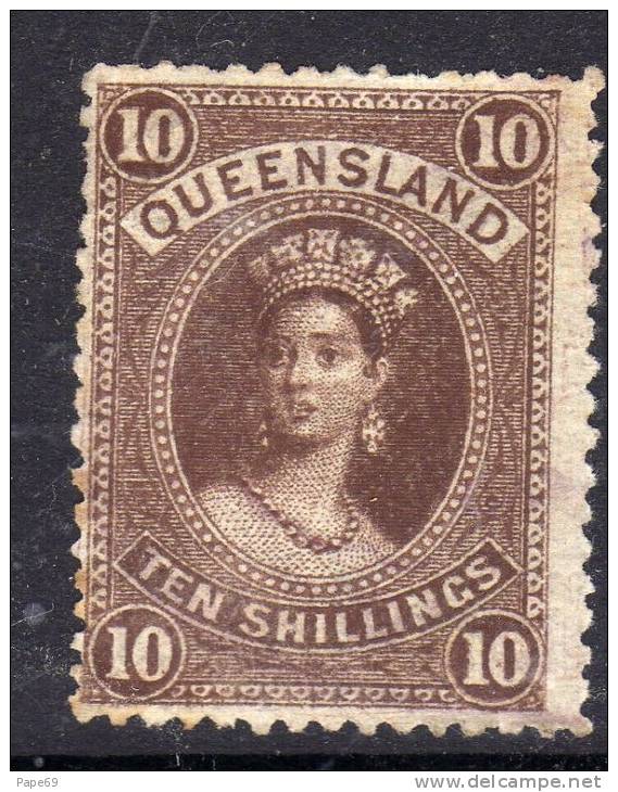 Queensland  N° 49 (.) 10 S. Sépia Neuf Sans Gomme Dentelure Médiocre Sinon TB - Ongebruikt