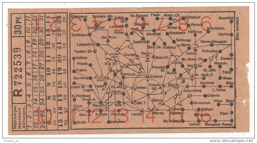 TRAM / STRASSENBAHN - Old Ticket, HAMBURG, Germany - Europa