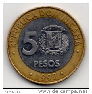 DOMINICAINE 5 PESOS 1997 BIMETALLICA - Dominicaine