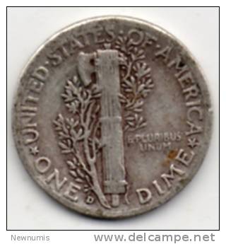 STATI UNITI 1 DIME 1944 AG - 1916-1945: Mercury