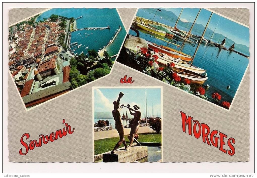 Cp , SUISSE , Souvenir De MORGES , Voyagée 1969 - Morges