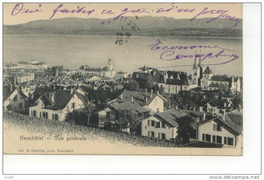 Neuchâtel Vue Générale 1903 - Neuchâtel