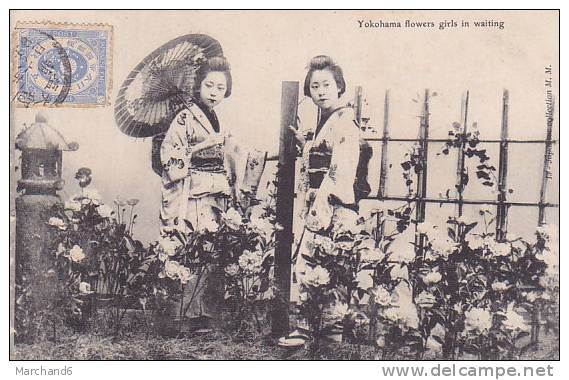 JAPON YOKOHAMA FLOWERS GIRL IN WAITING Editeur Japonese Coll MM  Timbré Non D Origine - Yokohama